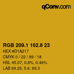 カラーコード: RGB 209.1 162.8 23 | qconv.com