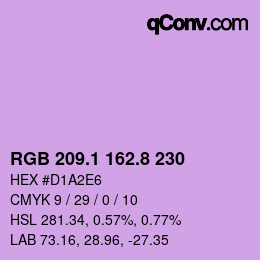 カラーコード: RGB 209.1 162.8 230 | qconv.com