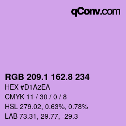 カラーコード: RGB 209.1 162.8 234 | qconv.com