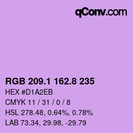 カラーコード: RGB 209.1 162.8 235 | qconv.com