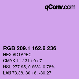 カラーコード: RGB 209.1 162.8 236 | qconv.com