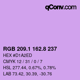 カラーコード: RGB 209.1 162.8 237 | qconv.com