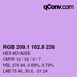 カラーコード: RGB 209.1 162.8 238 | qconv.com