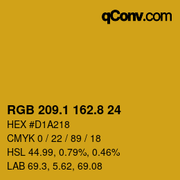 カラーコード: RGB 209.1 162.8 24 | qconv.com