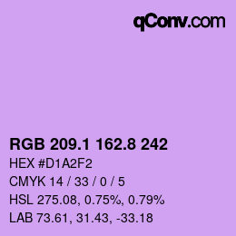 カラーコード: RGB 209.1 162.8 242 | qconv.com