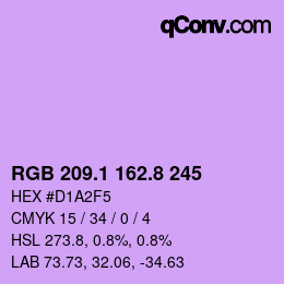 カラーコード: RGB 209.1 162.8 245 | qconv.com
