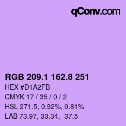 カラーコード: RGB 209.1 162.8 251 | qconv.com