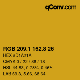カラーコード: RGB 209.1 162.8 26 | qconv.com