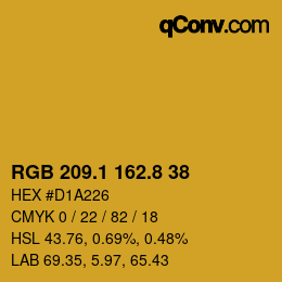 カラーコード: RGB 209.1 162.8 38 | qconv.com