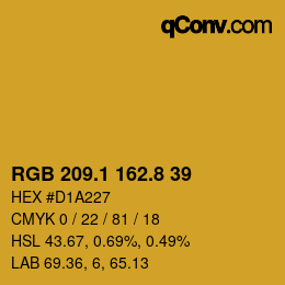 カラーコード: RGB 209.1 162.8 39 | qconv.com