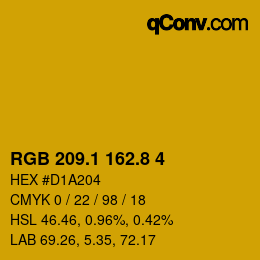 カラーコード: RGB 209.1 162.8 4 | qconv.com