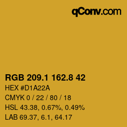 カラーコード: RGB 209.1 162.8 42 | qconv.com