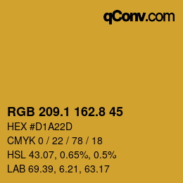 カラーコード: RGB 209.1 162.8 45 | qconv.com