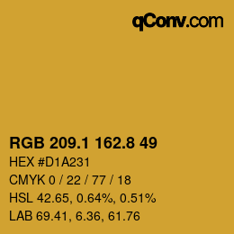 カラーコード: RGB 209.1 162.8 49 | qconv.com