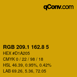 カラーコード: RGB 209.1 162.8 5 | qconv.com