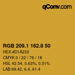 カラーコード: RGB 209.1 162.8 50 | qconv.com
