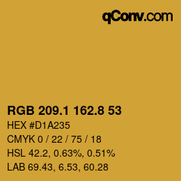 Color code: RGB 209.1 162.8 53 | qconv.com