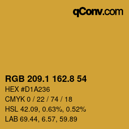 カラーコード: RGB 209.1 162.8 54 | qconv.com