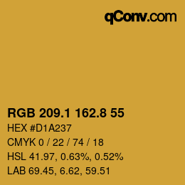 カラーコード: RGB 209.1 162.8 55 | qconv.com