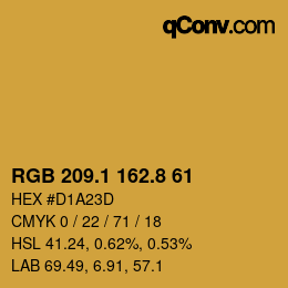 カラーコード: RGB 209.1 162.8 61 | qconv.com