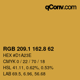 カラーコード: RGB 209.1 162.8 62 | qconv.com