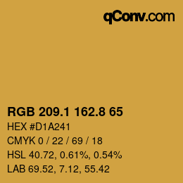 Color code: RGB 209.1 162.8 65 | qconv.com