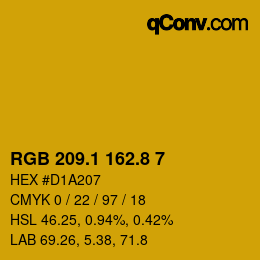 カラーコード: RGB 209.1 162.8 7 | qconv.com