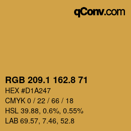 Color code: RGB 209.1 162.8 71 | qconv.com