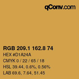 Color code: RGB 209.1 162.8 74 | qconv.com