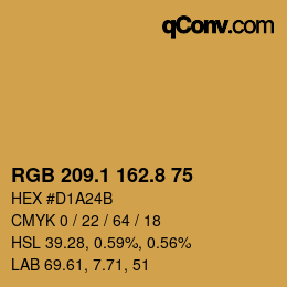 Farbcode: RGB 209.1 162.8 75 | qconv.com