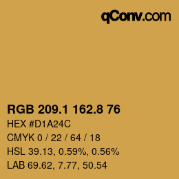 Color code: RGB 209.1 162.8 76 | qconv.com