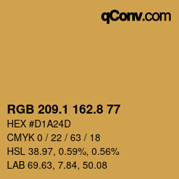 カラーコード: RGB 209.1 162.8 77 | qconv.com