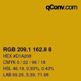 カラーコード: RGB 209.1 162.8 8 | qconv.com