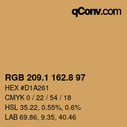 Color code: RGB 209.1 162.8 97 | qconv.com