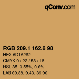 Color code: RGB 209.1 162.8 98 | qconv.com