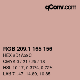 カラーコード: RGB 209.1 165 156 | qconv.com