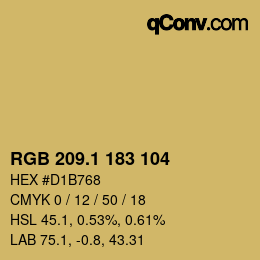 カラーコード: RGB 209.1 183 104 | qconv.com