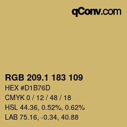 カラーコード: RGB 209.1 183 109 | qconv.com