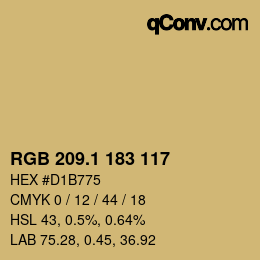 カラーコード: RGB 209.1 183 117 | qconv.com