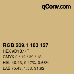 カラーコード: RGB 209.1 183 127 | qconv.com