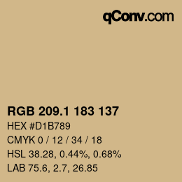 カラーコード: RGB 209.1 183 137 | qconv.com