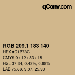 カラーコード: RGB 209.1 183 140 | qconv.com