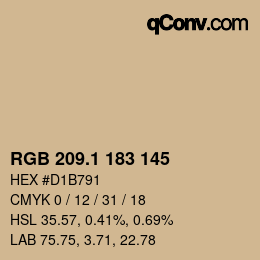 カラーコード: RGB 209.1 183 145 | qconv.com
