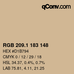 Color code: RGB 209.1 183 148 | qconv.com