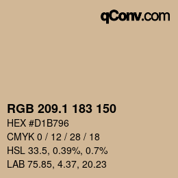 カラーコード: RGB 209.1 183 150 | qconv.com