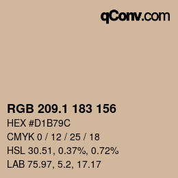 カラーコード: RGB 209.1 183 156 | qconv.com
