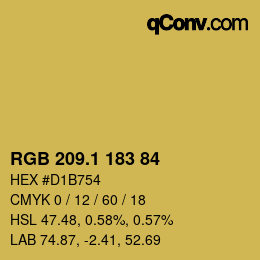 カラーコード: RGB 209.1 183 84 | qconv.com