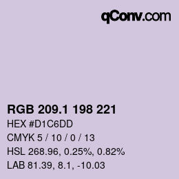 カラーコード: RGB 209.1 198 221 | qconv.com