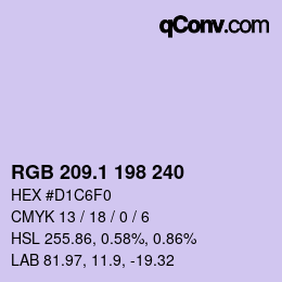 カラーコード: RGB 209.1 198 240 | qconv.com
