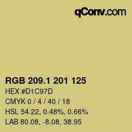 カラーコード: RGB 209.1 201 125 | qconv.com